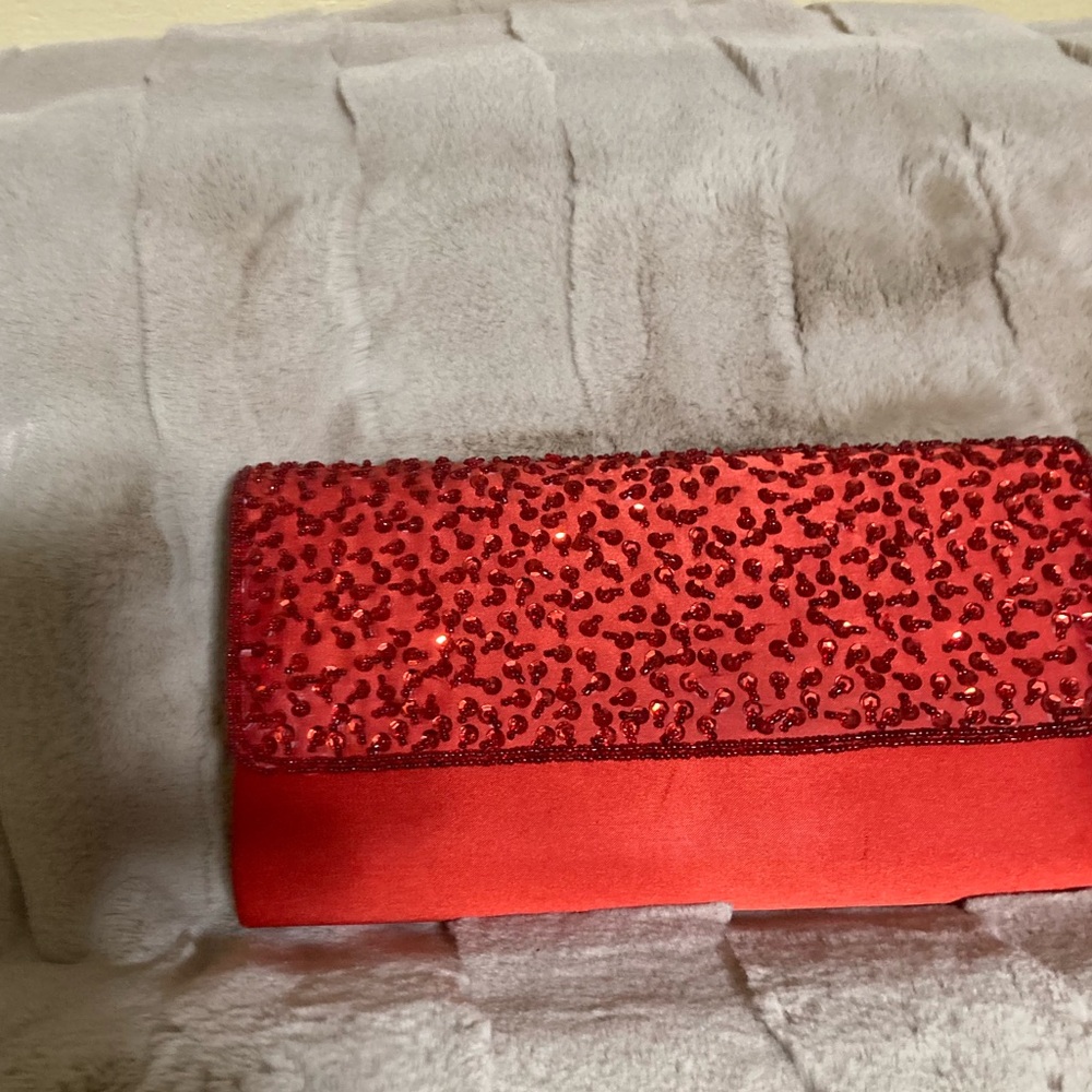 Elegant Red Sequin Clutch